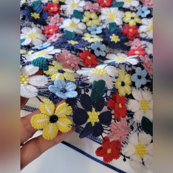 Sea New York Womens Floral Embroidered Striped Tee Blue Size 2 - Picture 4 of 9